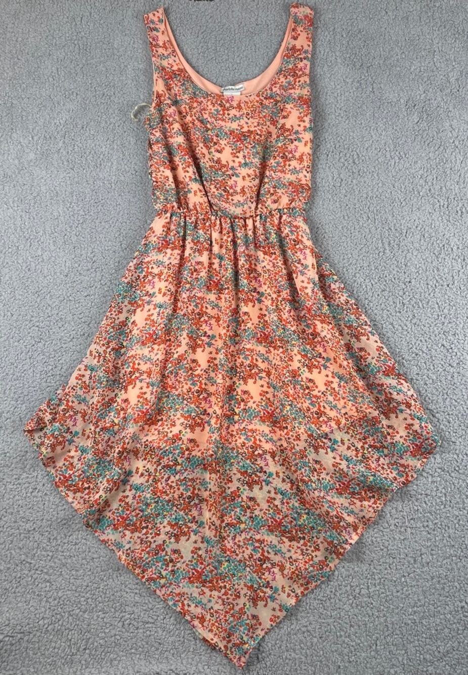 Charlotte Russe Women's Small Salmon 100% Polyester Floral Sleeveless Dress